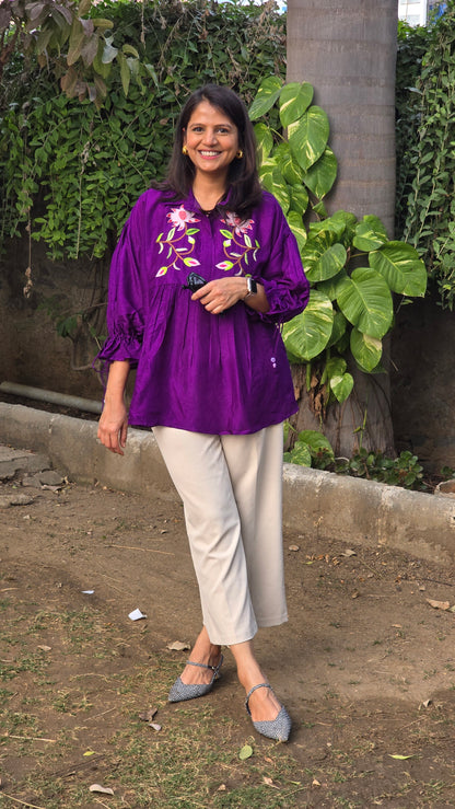 Purple Embroidery Shirt