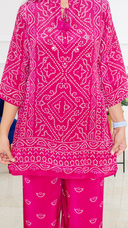Vintage Magenta Bandhej Co ord Set