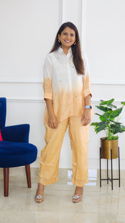 Cinnamon Ombre Shirt And Pants with Stone Details