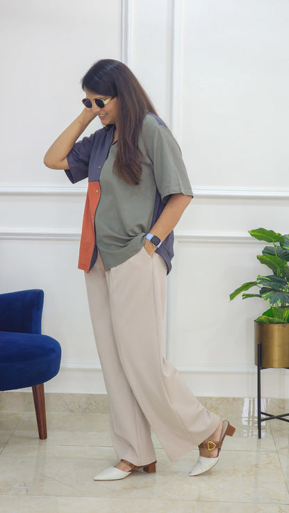 Color Blocked Shirt - Grey