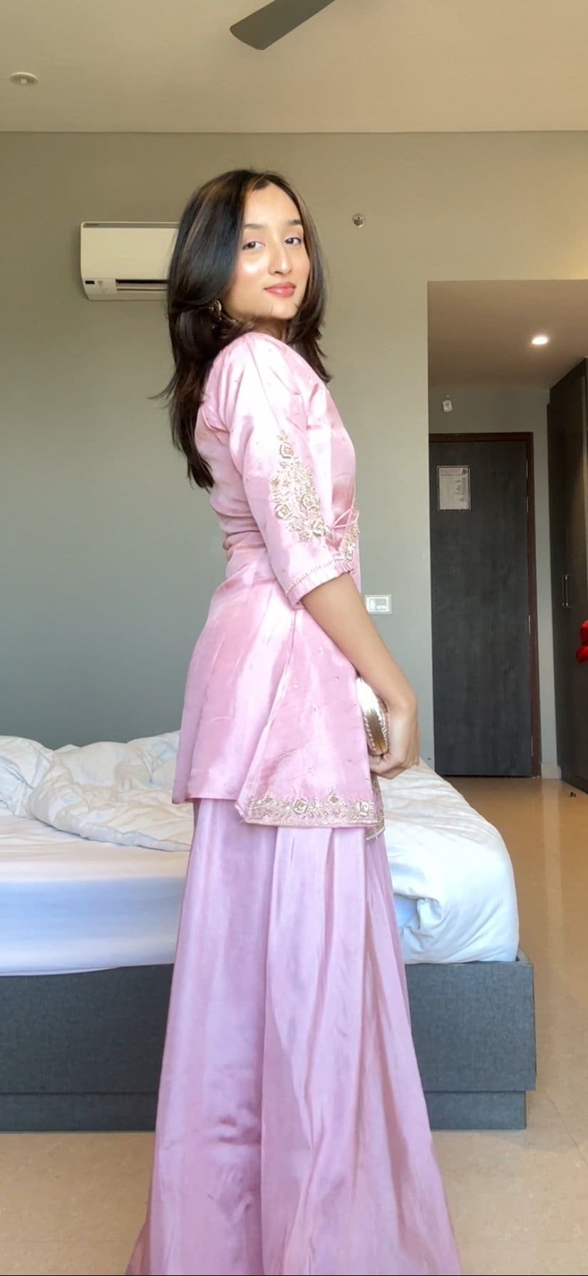 Blush Pink Angrakha Kurta and Palazzo Set