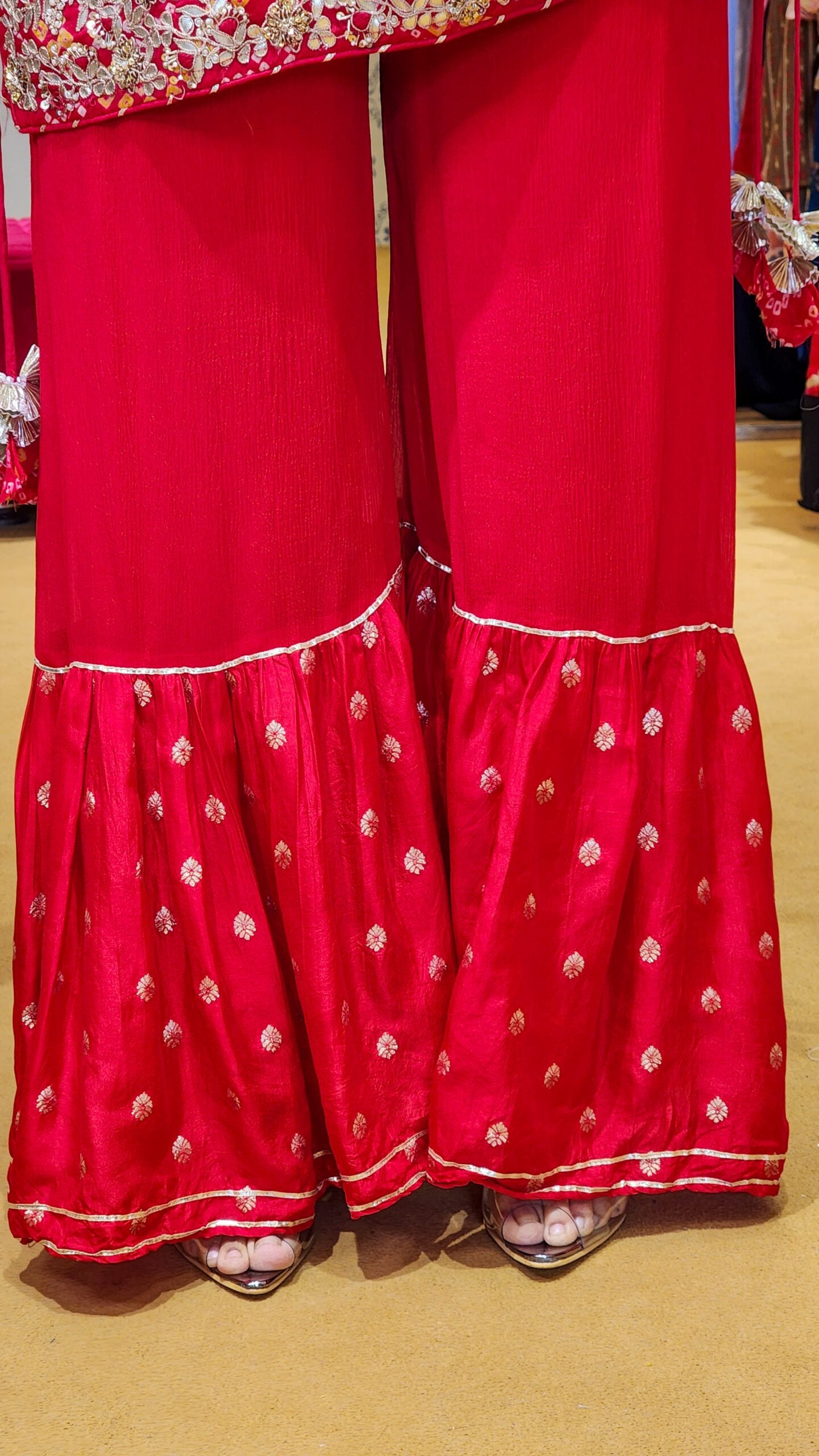 Tyohaar ~ Red Bandhej Suit Set