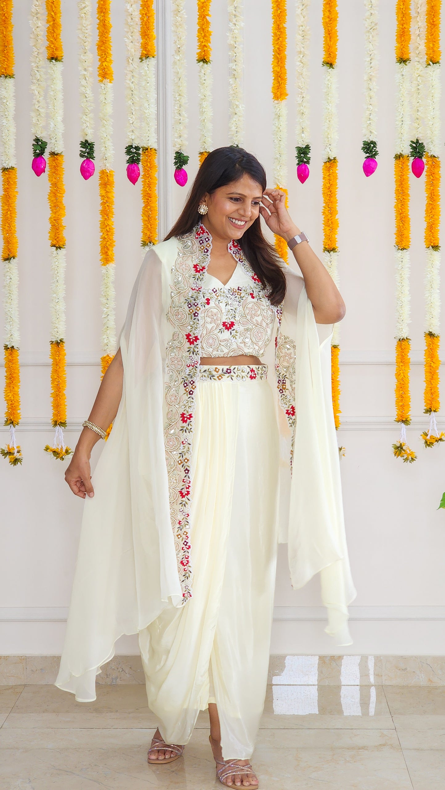 Off White Indowestern Set