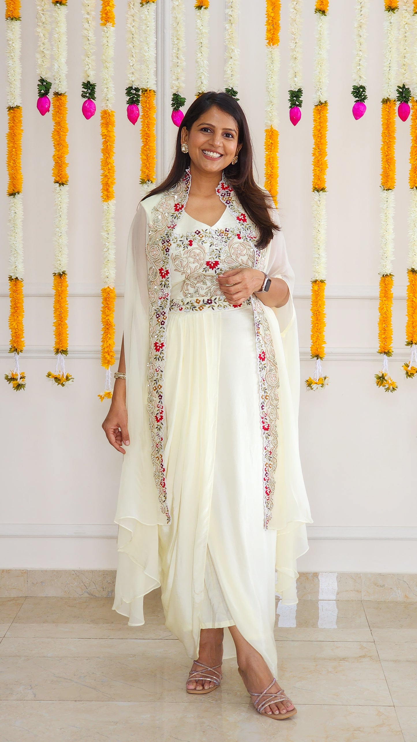 Off White Indowestern Set