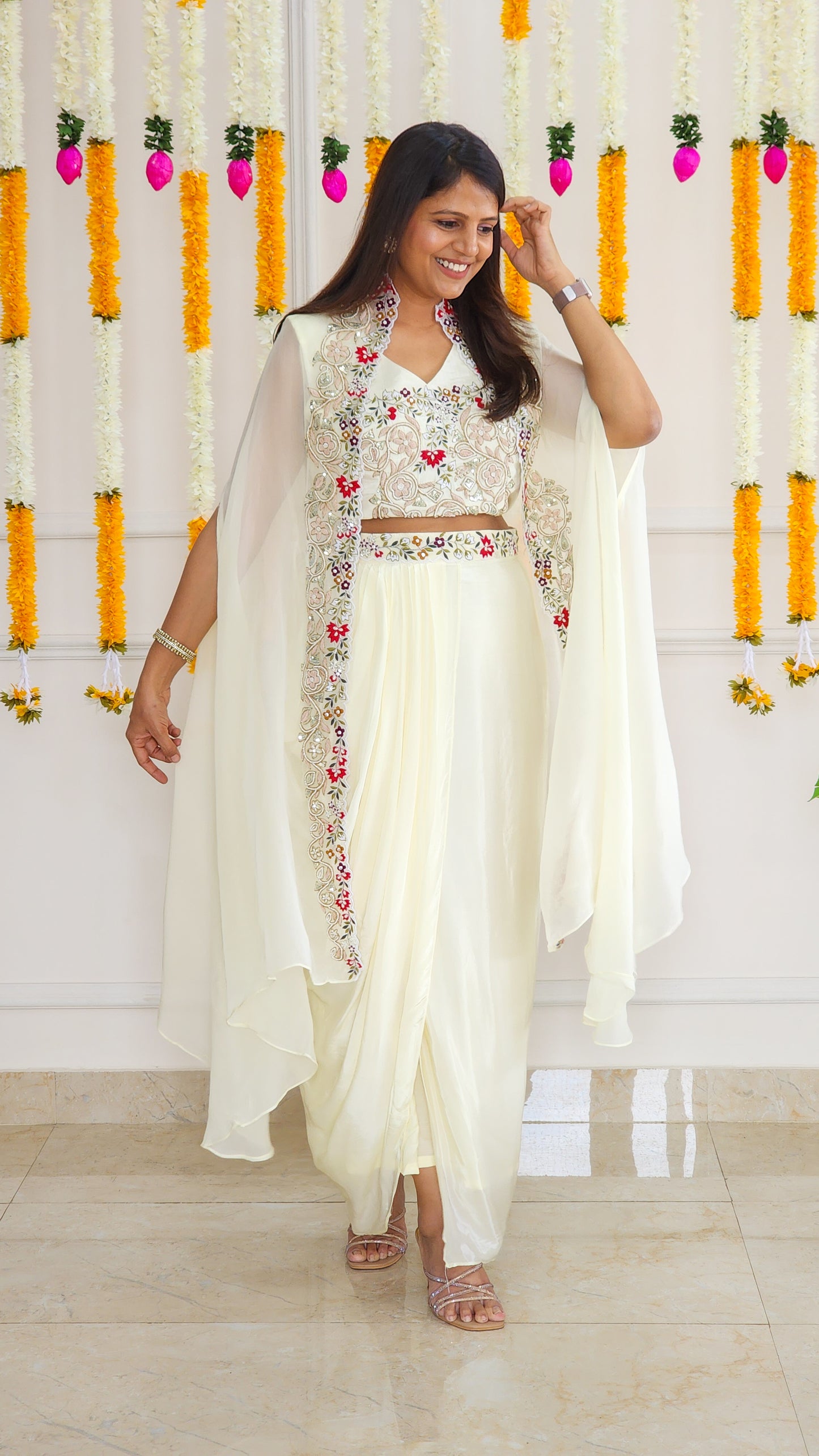 Off White Indowestern Set