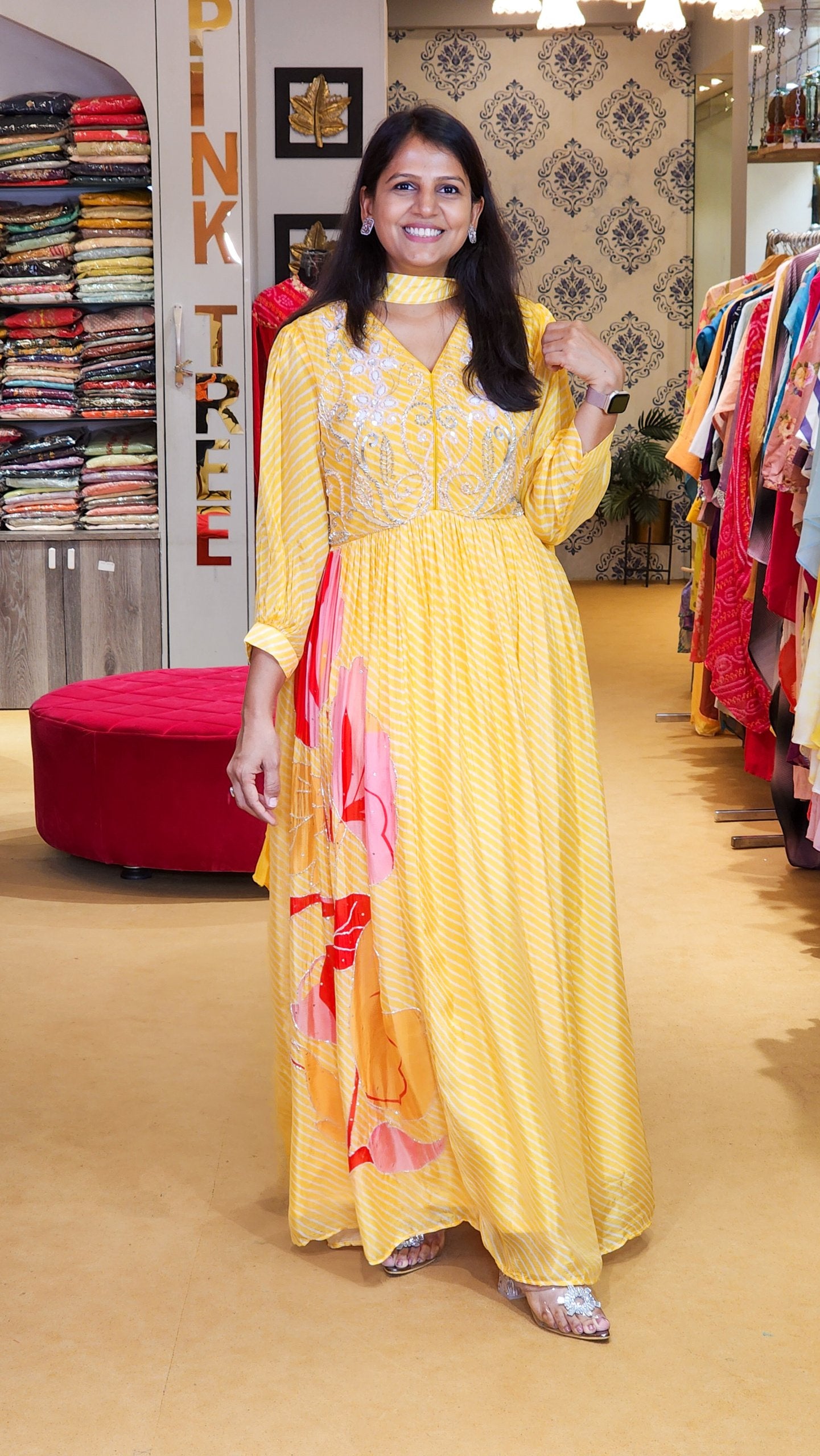 Yellow Leheriya Gown