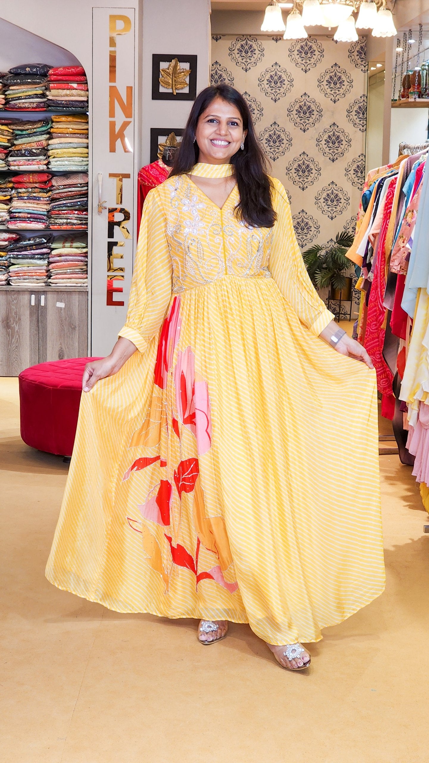 Yellow Leheriya Gown