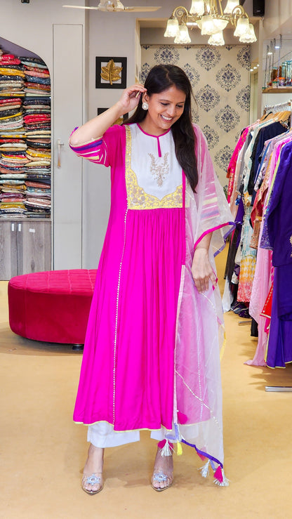 Jhilmil Rani Zardosi Hand work Detailing Flare Suit Set
