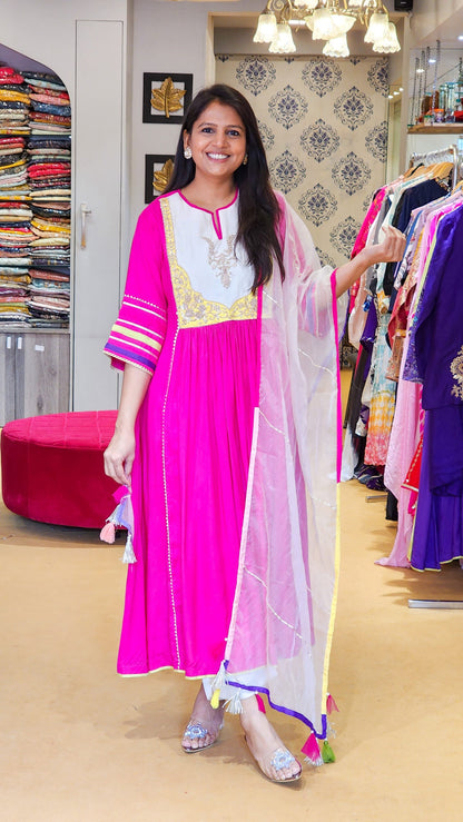 Jhilmil Rani Zardosi Hand work Detailing Flare Suit Set