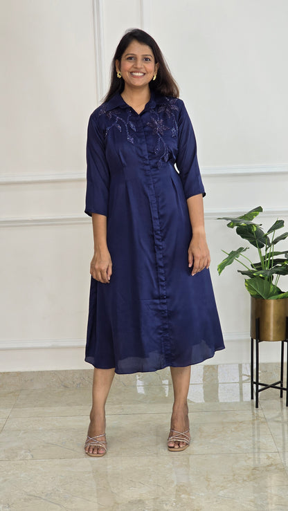 Navy Blue Crystal Tunic