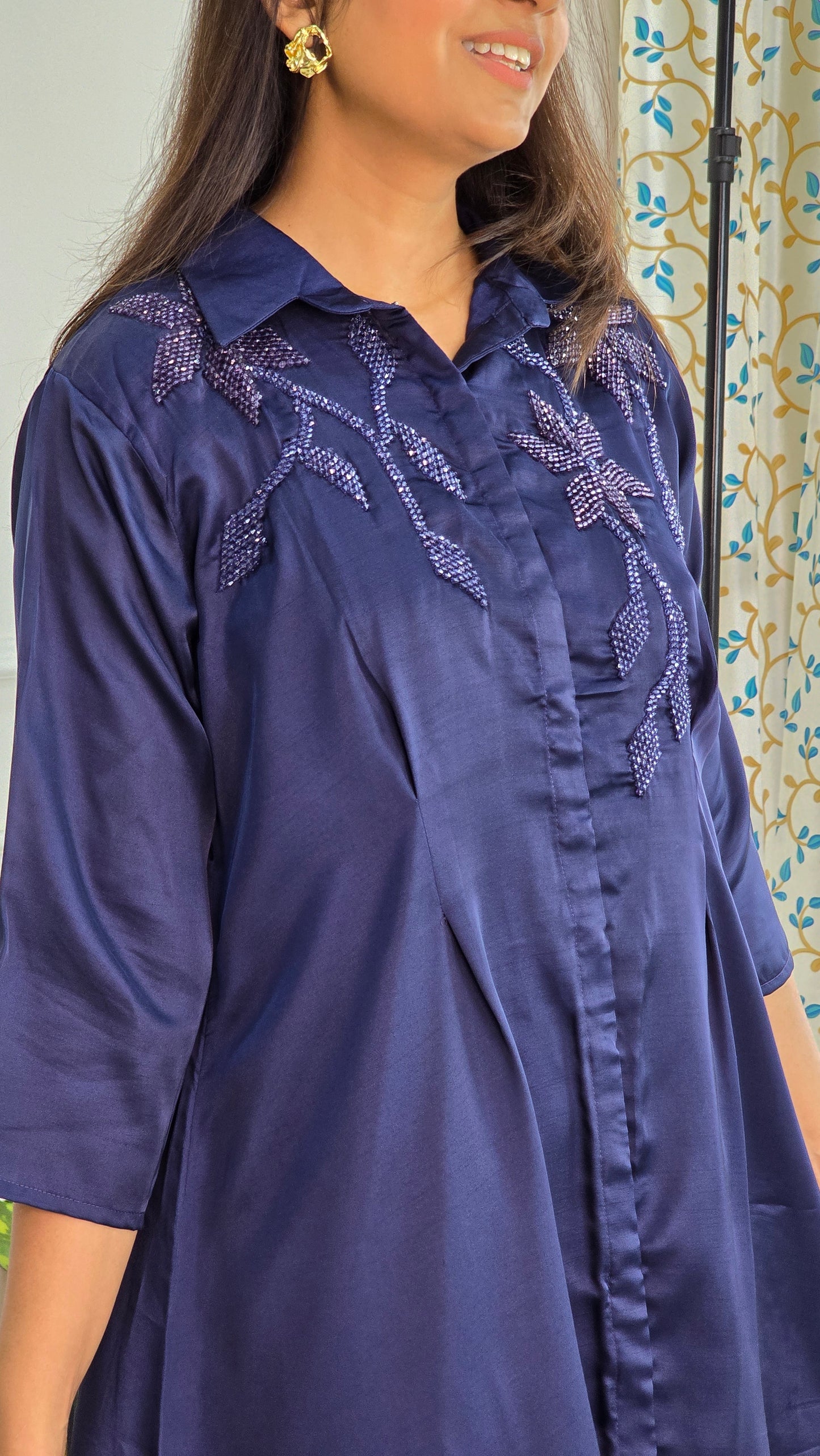 Navy Blue Crystal Tunic