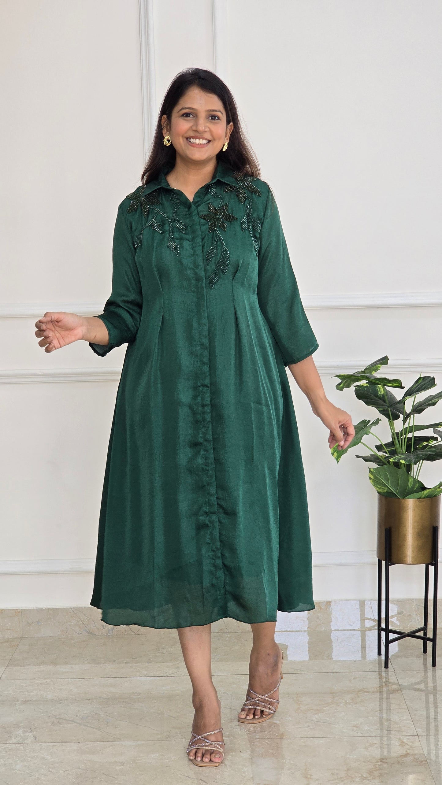 Bottle Green Crystal Tunic