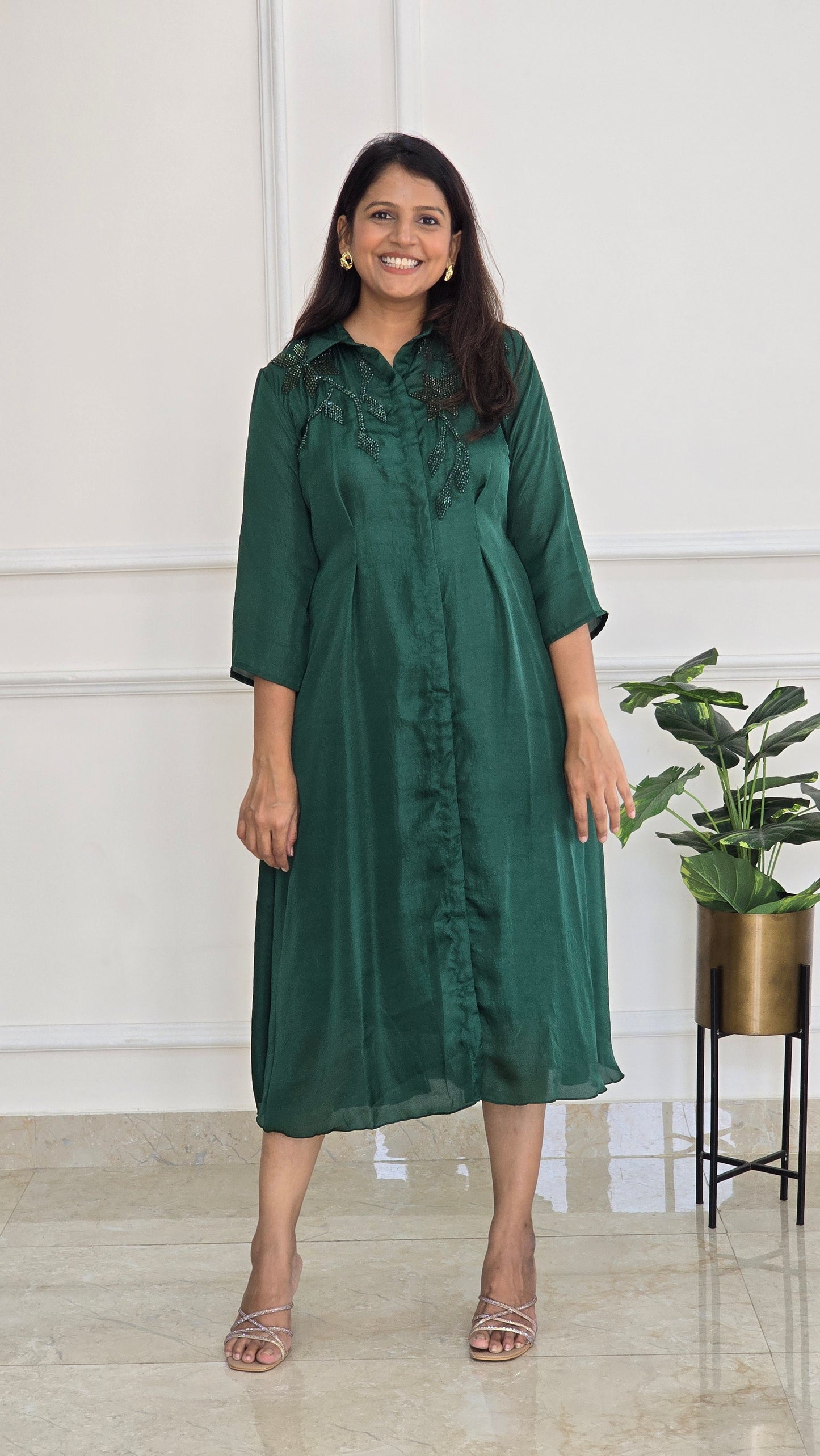 Bottle Green Crystal Tunic