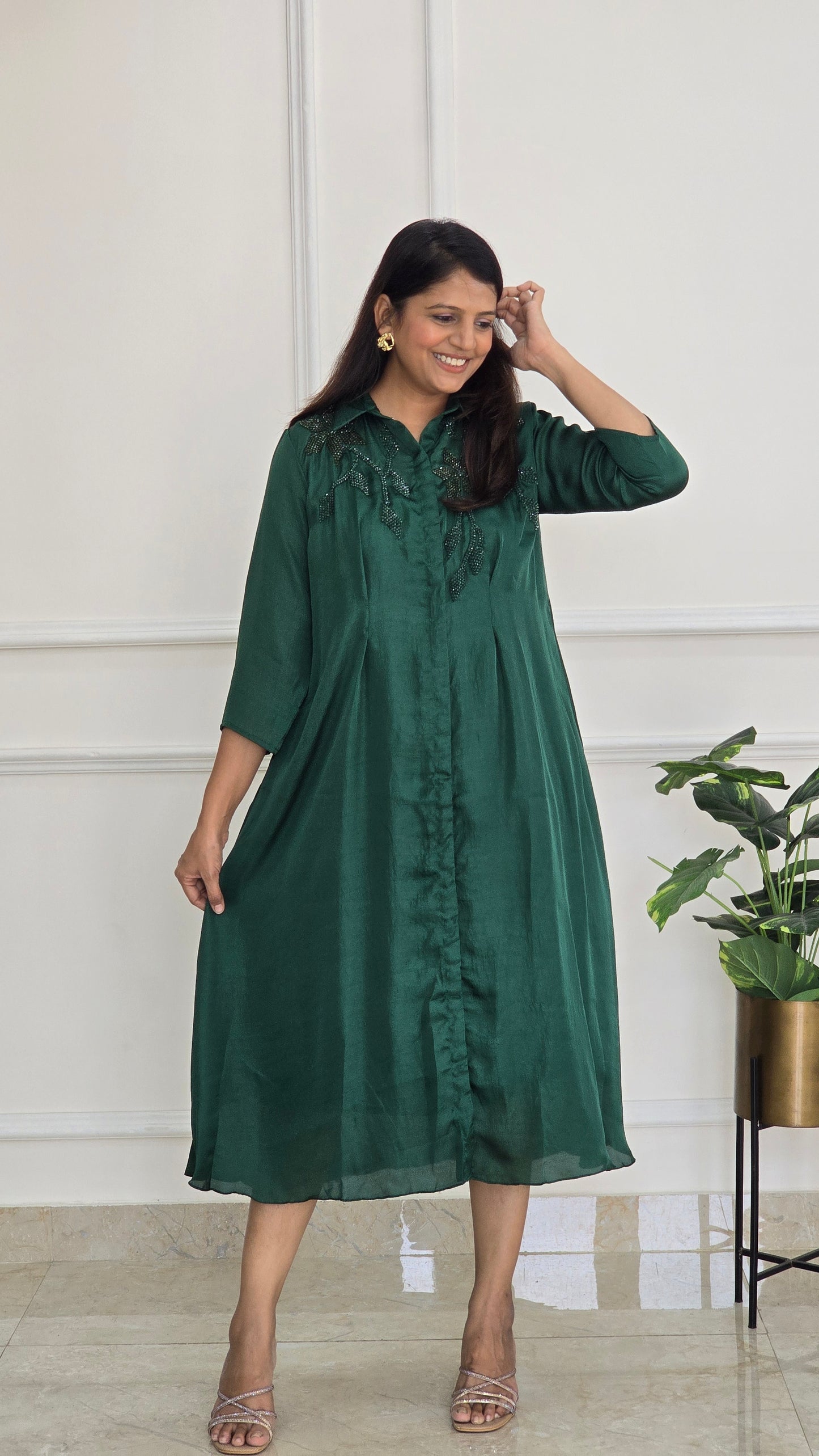 Bottle Green Crystal Tunic