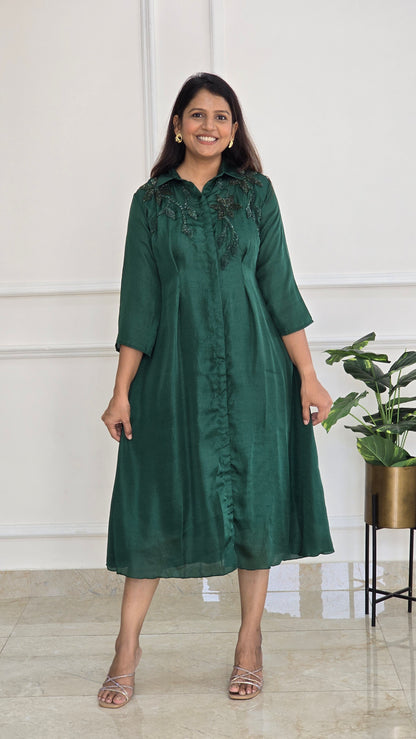 Bottle Green Crystal Tunic