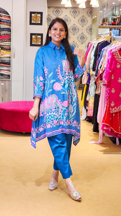 Blue Printed Co Ord Set