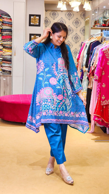 Blue Printed Co Ord Set
