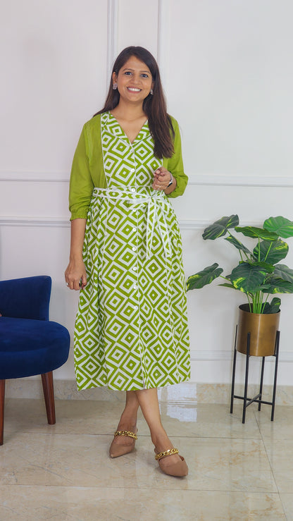 Green Geometrical print Tunic