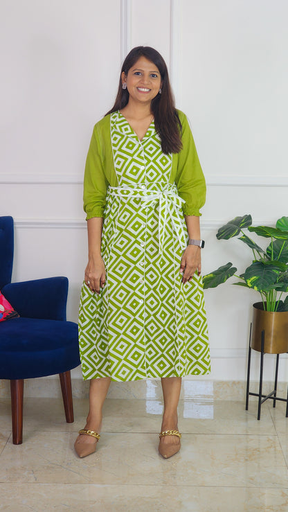 Green Geometrical print Tunic