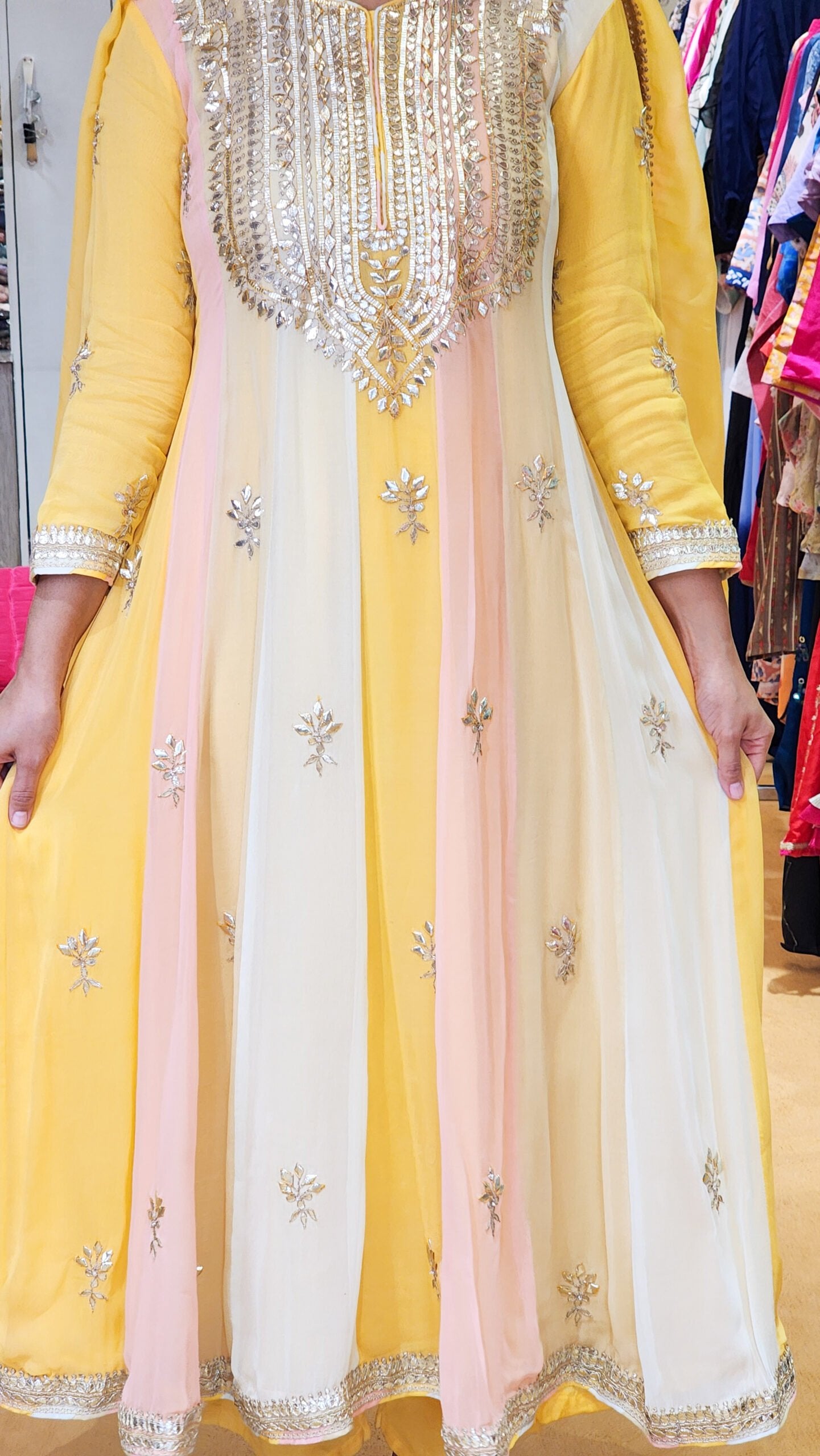 Basant ~ Yellow Multi Gota Patti Anarkali Suit