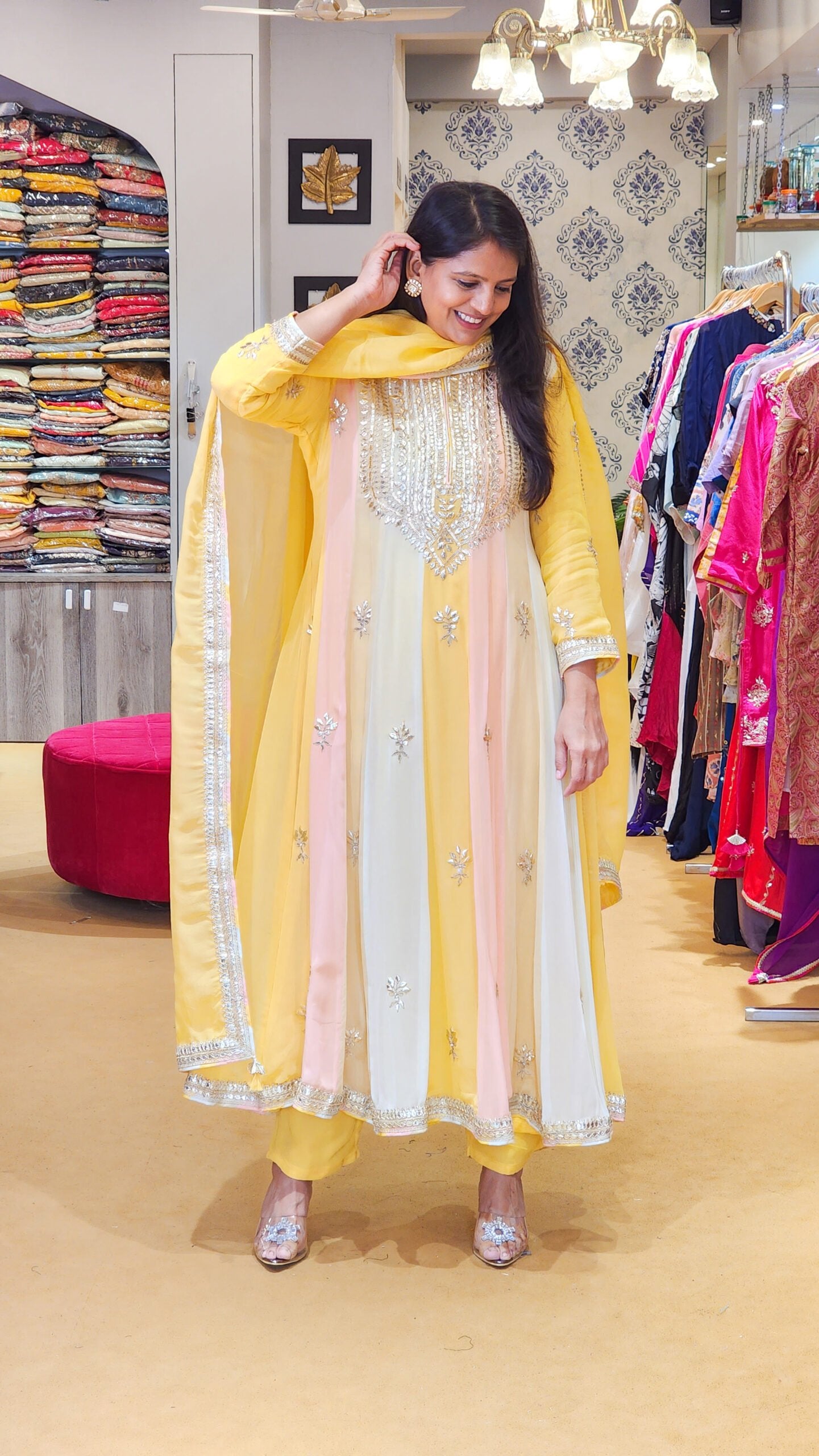 Basant ~ Yellow Multi Gota Patti Anarkali Suit