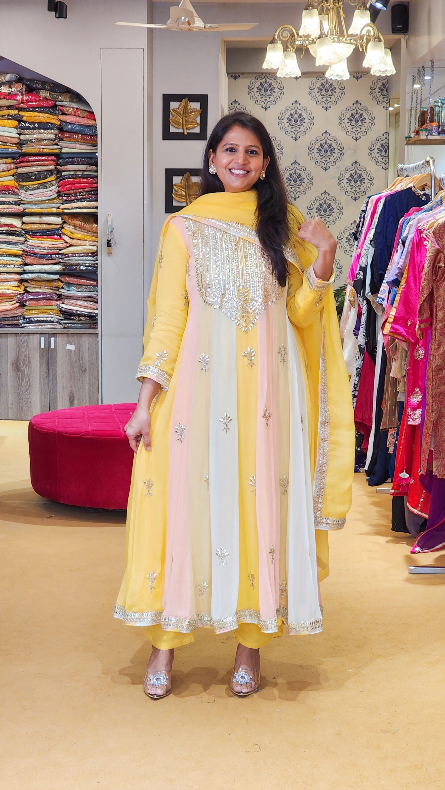 Basant ~ Yellow Multi Gota Patti Anarkali Suit