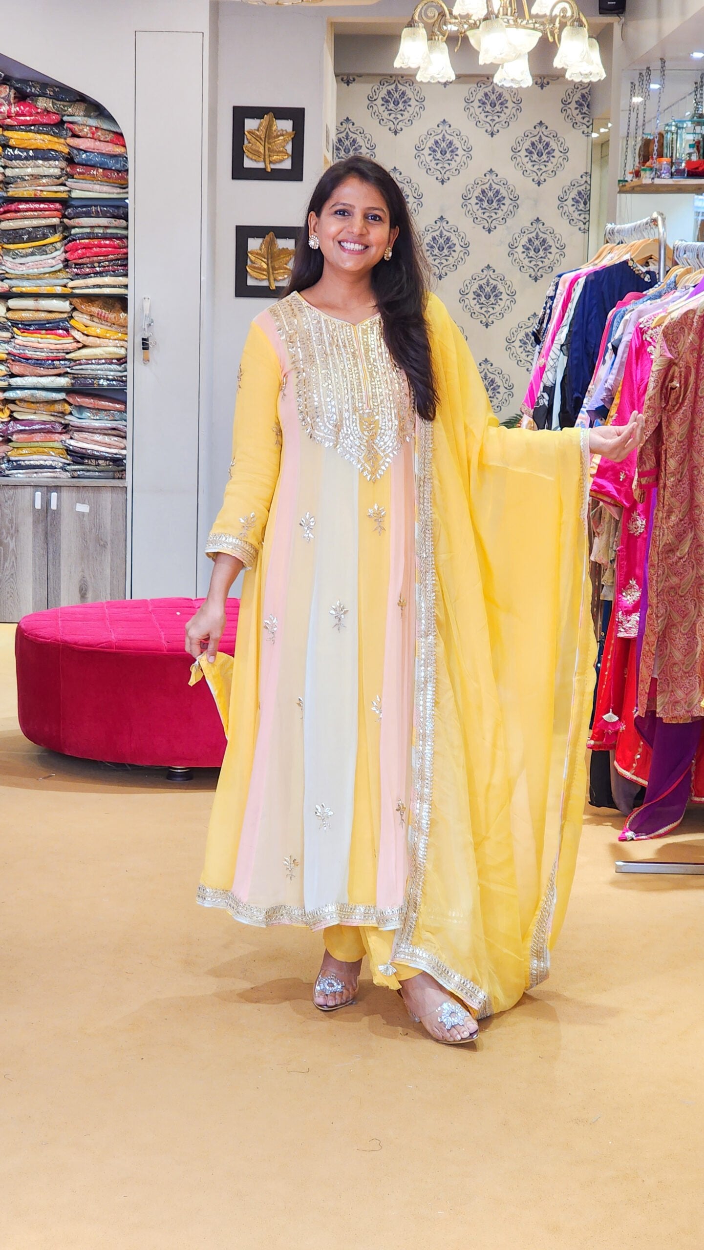 Basant ~ Yellow Multi Gota Patti Anarkali Suit