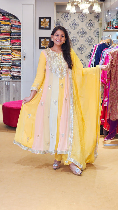 Basant ~ Yellow Multi Gota Patti Anarkali Suit