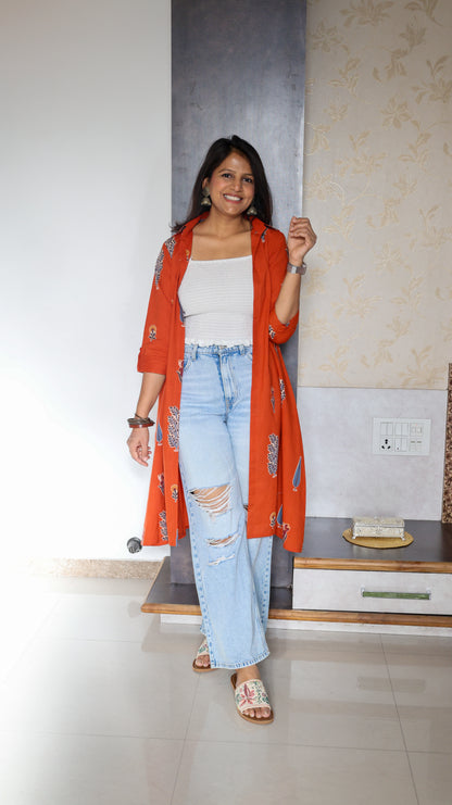 Orange Shrug with Smocked Top