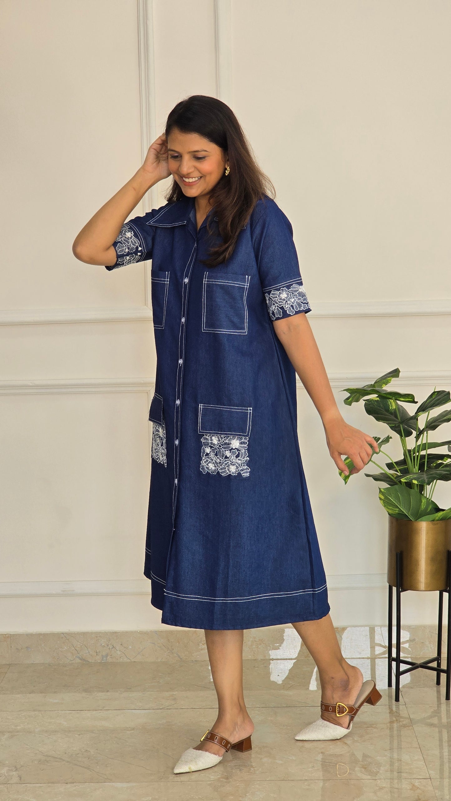 Denim Embroidered Tunic
