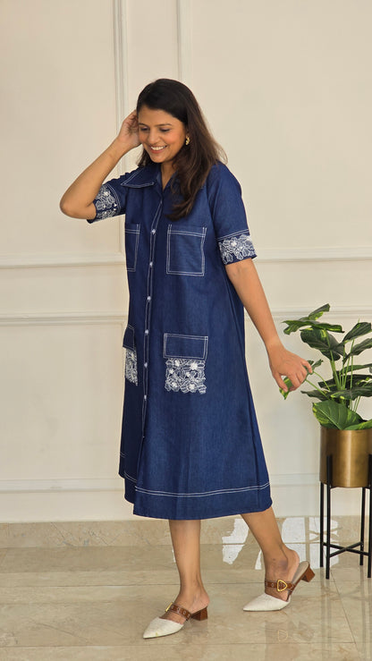 Denim Embroidered Tunic
