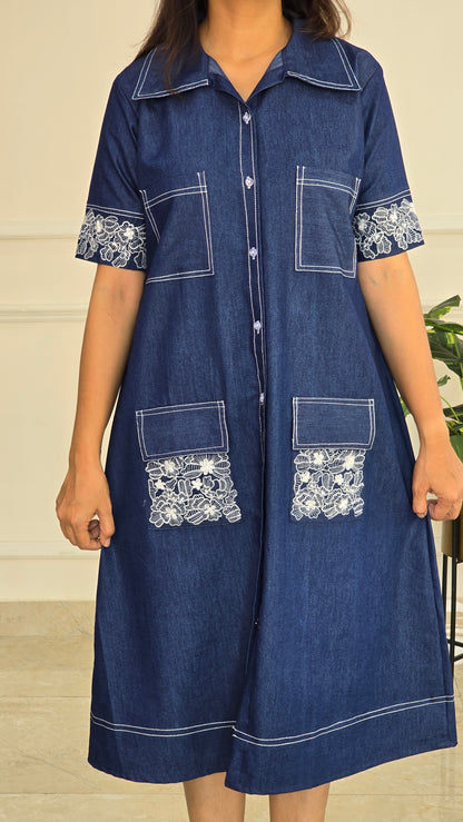 Denim Embroidered Tunic