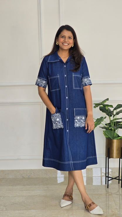 Denim Embroidered Tunic