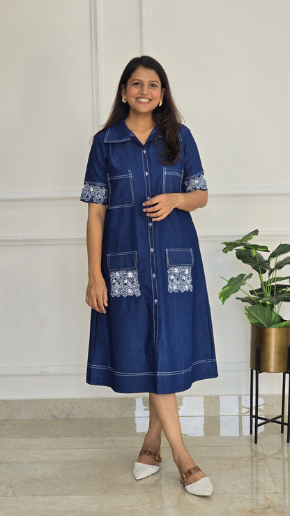 Denim Embroidered Tunic