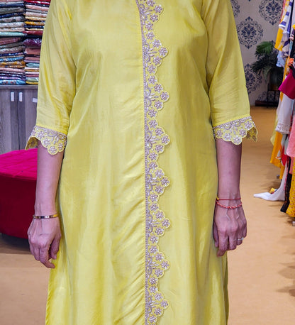 Neon Yellow Zardosi Scalap Plazzo Set