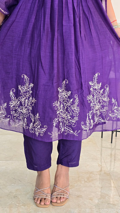 Purple Mul Chanderi Suit Set