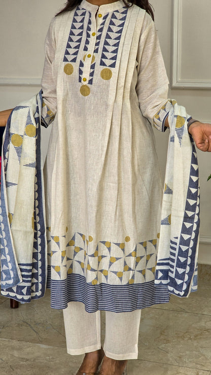 White Geometric Suit Set
