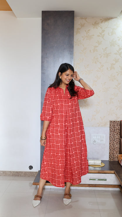 Maroon Box Pleat Tunic