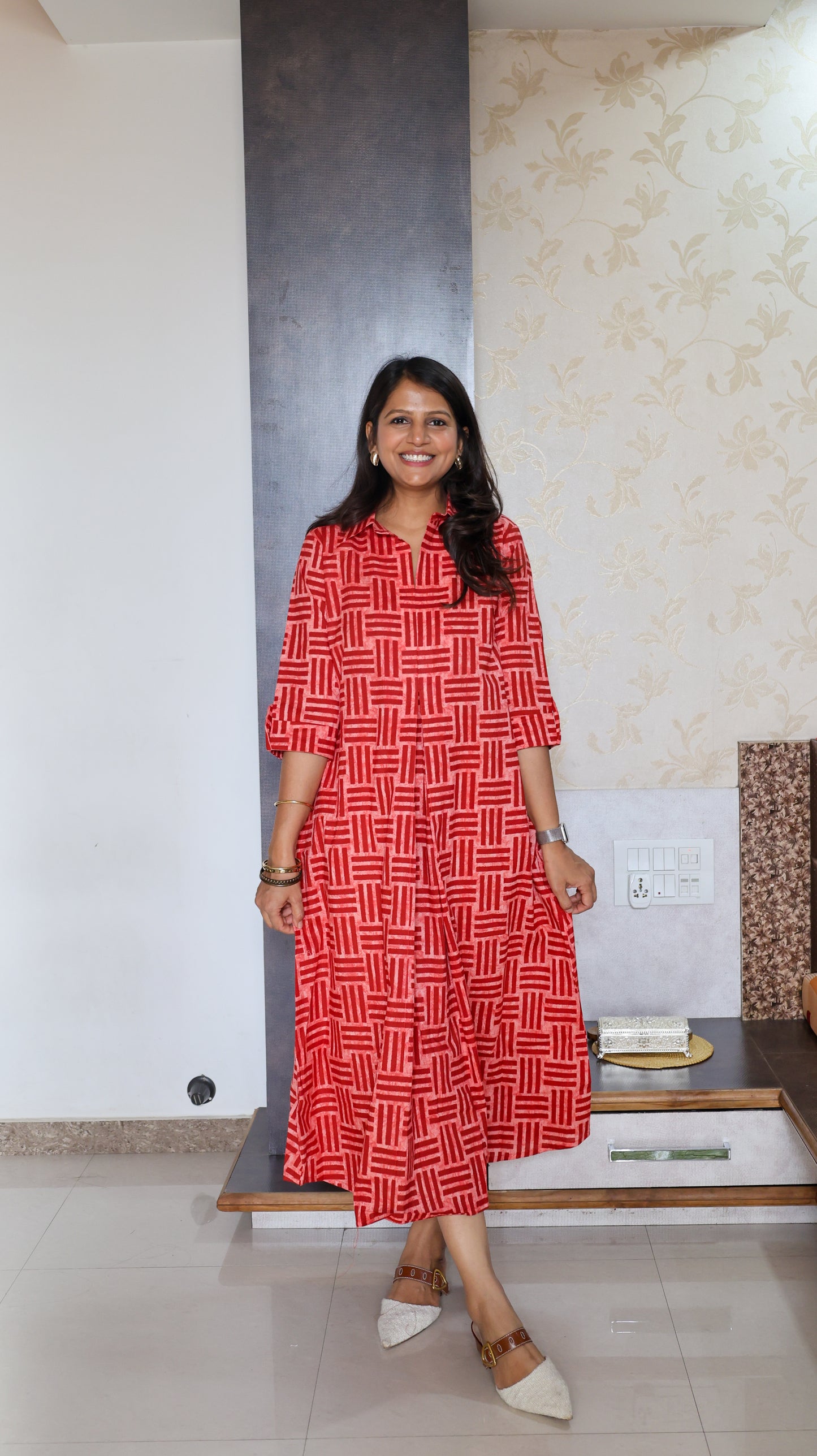 Maroon Box Pleat Tunic