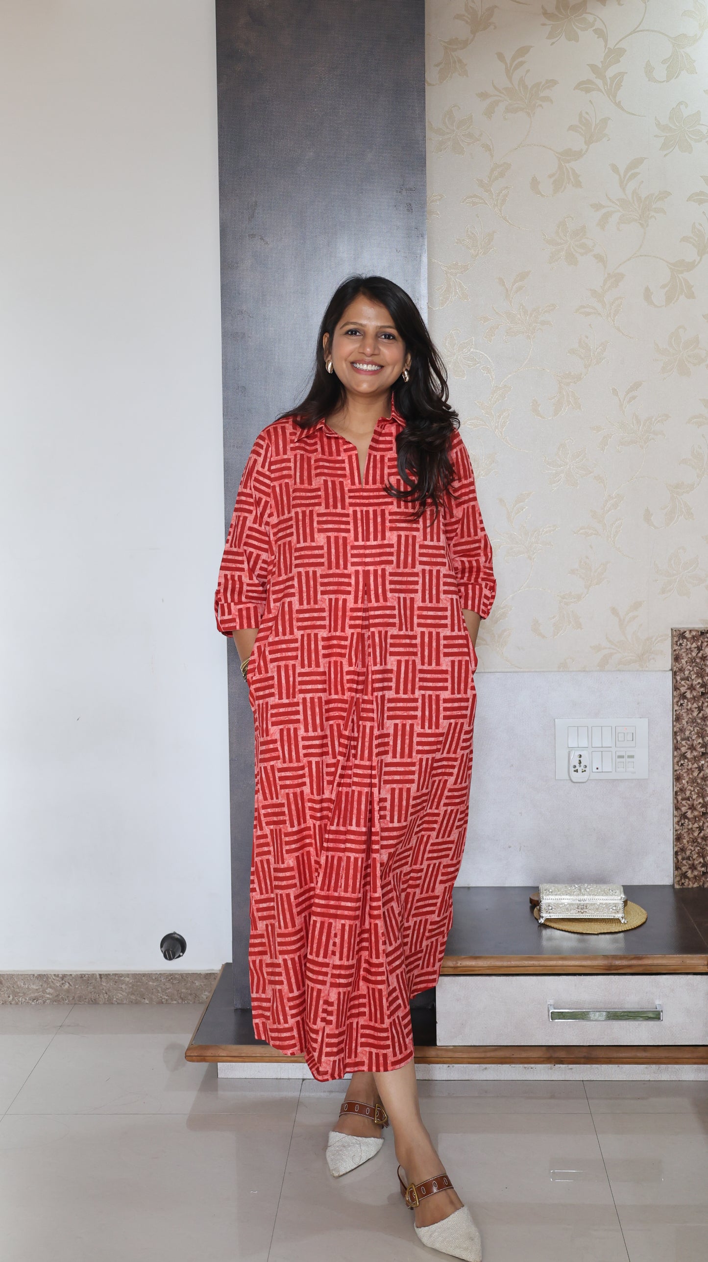 Maroon Box Pleat Tunic