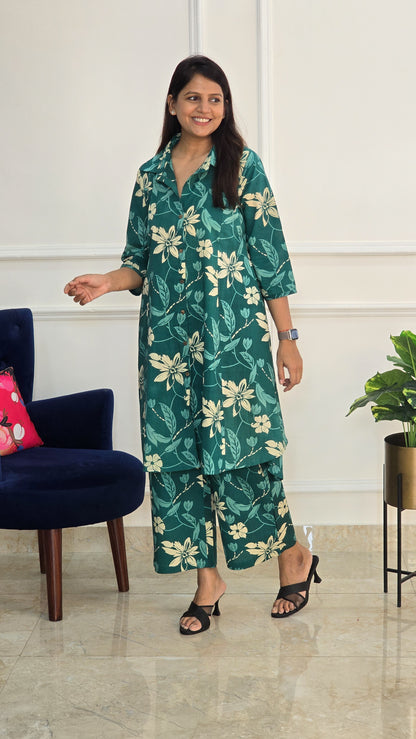 Rama Green Floral Cotton Set