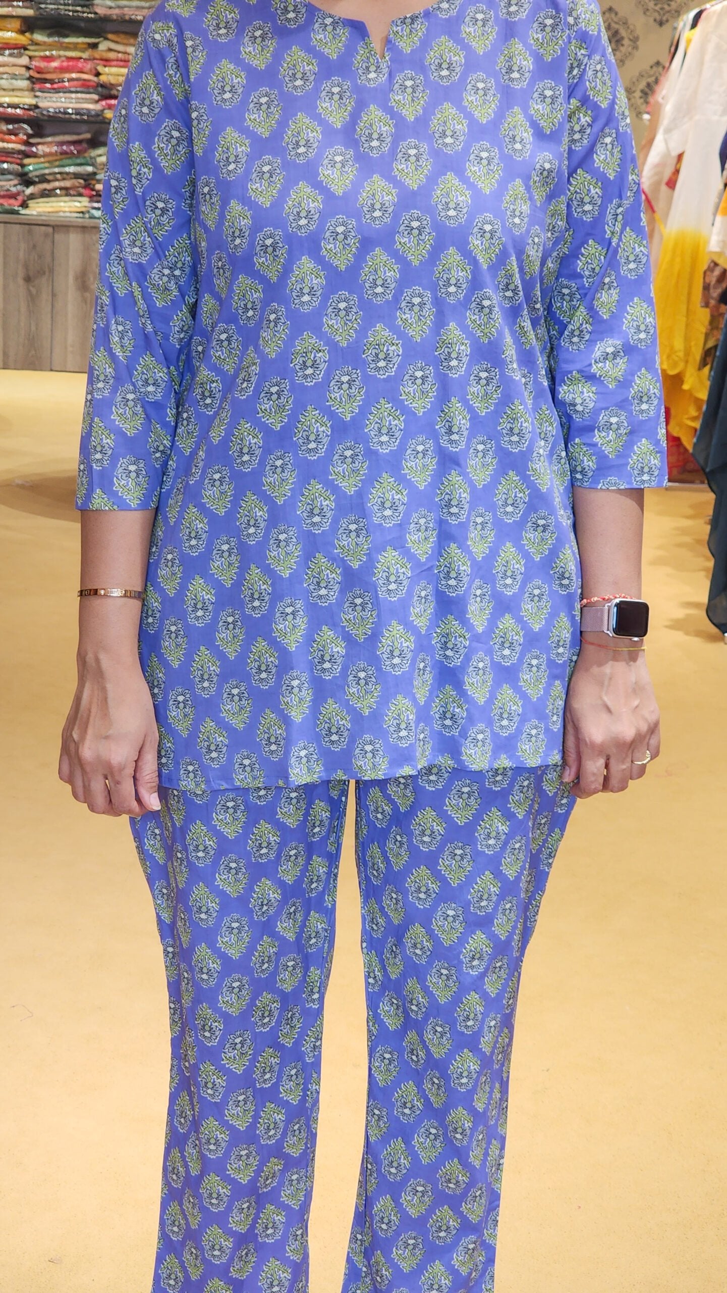 Voilet Block Print Lounge Wear