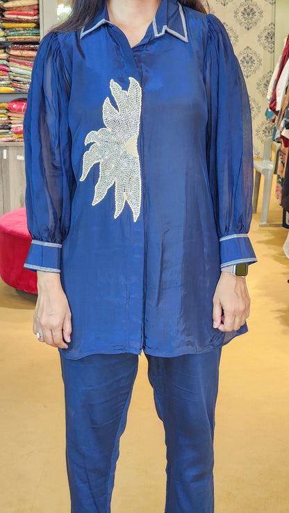 Navy Blue Sun Flower Co Ord Set
