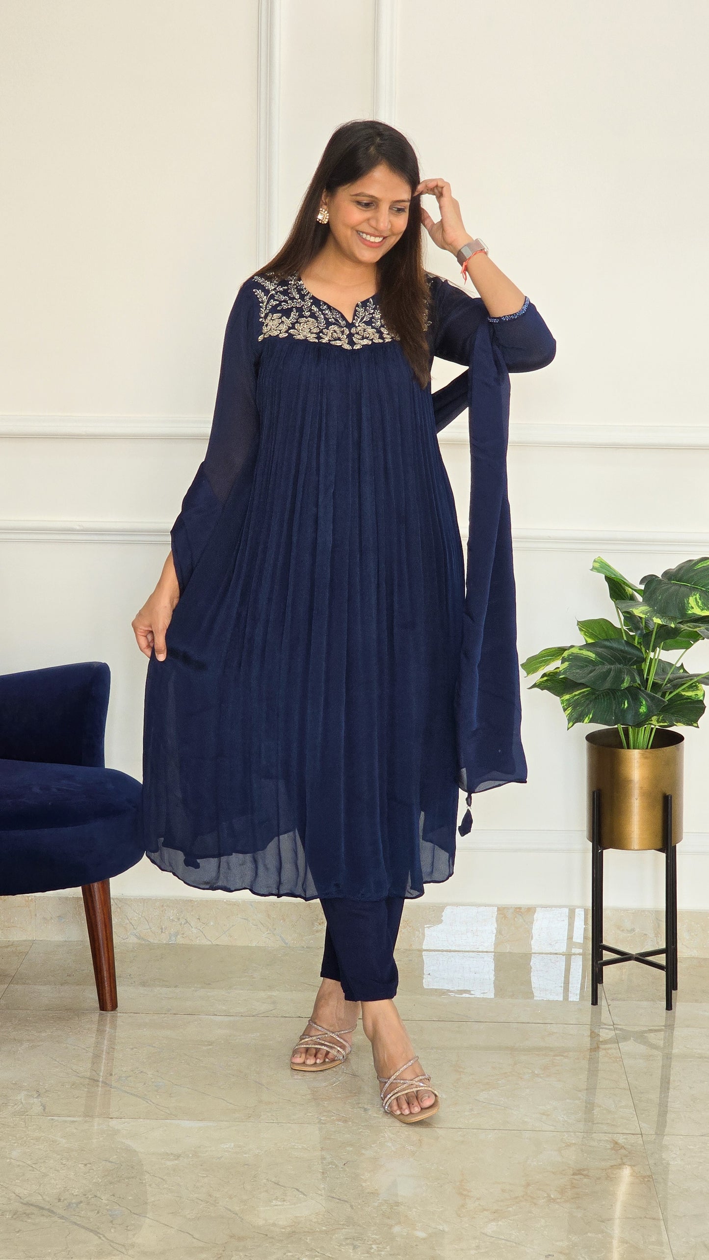 Navy Blue Tara Flare Ensemble Set
