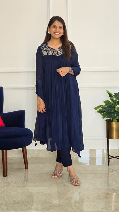 Navy Blue Tara Flare Ensemble Set