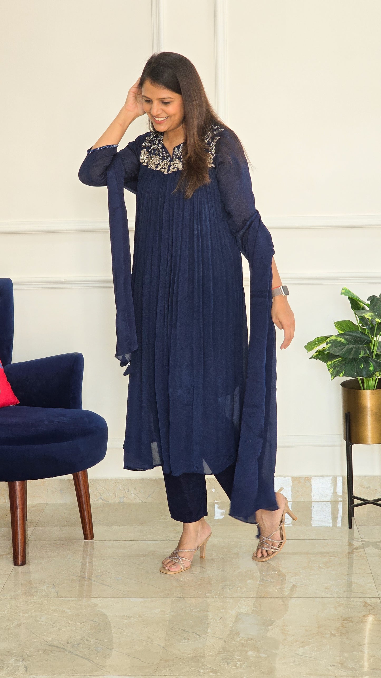 Navy Blue Tara Flare Ensemble Set