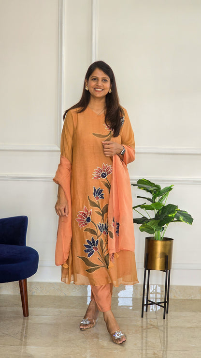 Cinnamon Mul Chanderi Suit Set