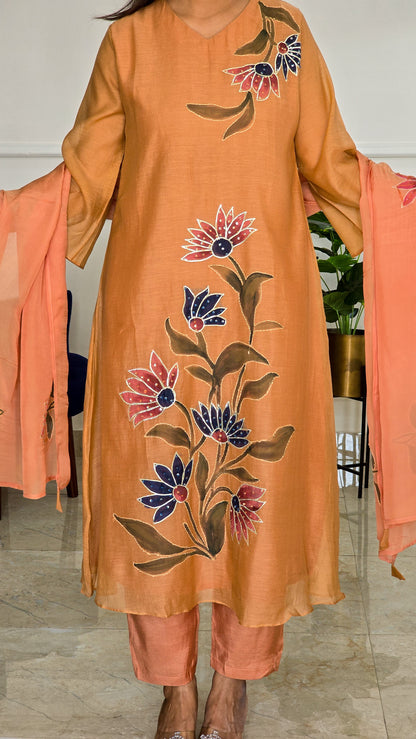 Cinnamon Mul Chanderi Suit Set