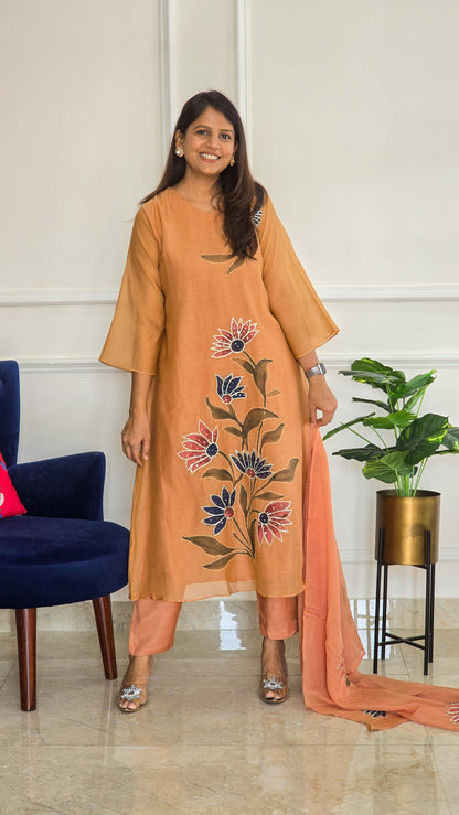 Cinnamon Mul Chanderi Suit Set