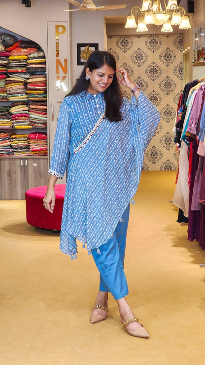 Blue Printed One Sided Patterned Co ord Set